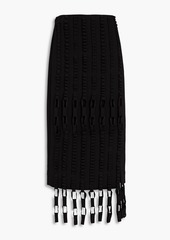 Ferragamo - Fringed wool-twill midi skirt - Black - IT 40