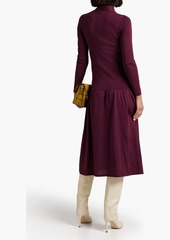 Ferragamo - Gathered wool-blend midi dress - Purple - XL