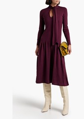 Ferragamo - Gathered wool-blend midi dress - Purple - XL