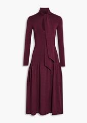 Ferragamo - Gathered wool-blend midi dress - Purple - XL