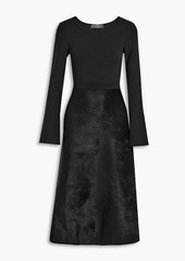 Ferragamo - Knit-paneled brushed wool-blend felt midi dress - Black - M