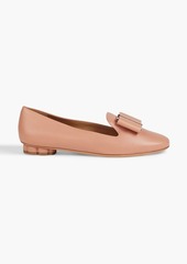 Ferragamo - Sarno bow-embellished textured-leather loafers - Pink - US 4.5