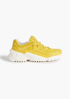 Ferragamo - Skylar suede and mesh exaggerated-sole sneakers - Yellow - US 6