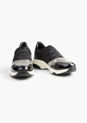 Ferragamo - Snake-effect leather and nubuck slip-on sneakers - Black - US 6.5