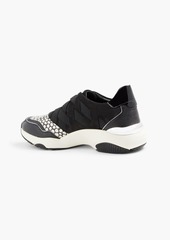 Ferragamo - Snake-effect leather and nubuck slip-on sneakers - Black - US 6.5