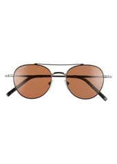 Salvatore Ferragamo 51mm Round Sunglasses in Shiny Dark Gunmetal/black at Nordstrom