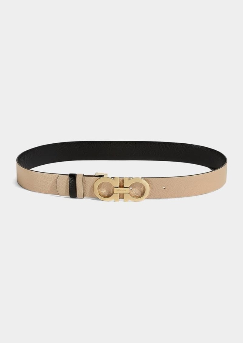 Ferragamo Gancini-Buckle Reversible Leather Belt