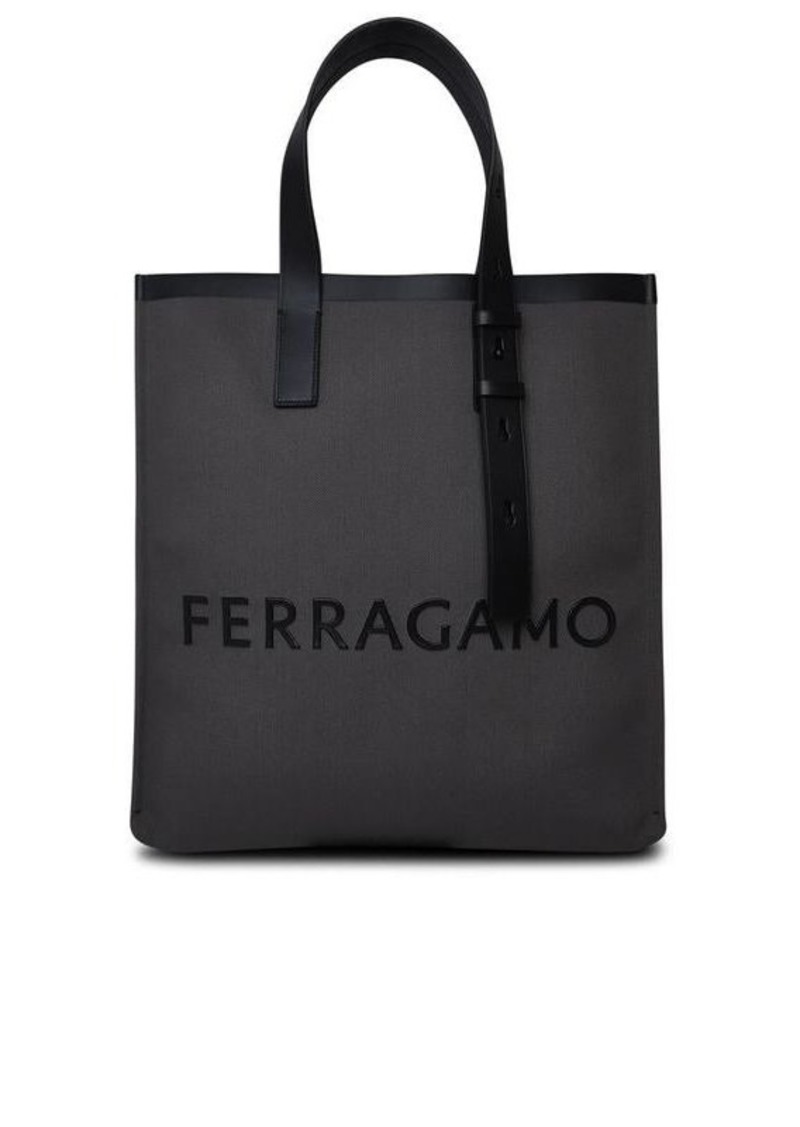 SALVATORE FERRAGAMO Grey canvas bag