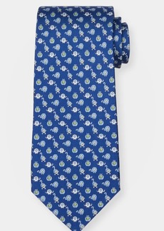 FERRAGAMO Men's 4-Pippo Animal-Print Silk Tie