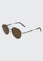 FERRAGAMO Men's Polarized Round Metal Double-Bridge Sunglasses