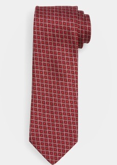 FERRAGAMO Men's Rhombus Jacquard Silk Tie