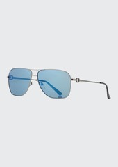 Salvatore Ferragamo Men's Signature Metal Navigator Sunglasses