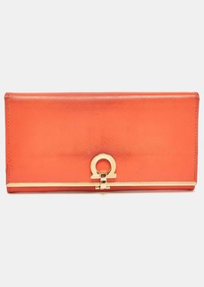 Salvatore Ferragamo Orange Leather Gancini Icona Continental Wallet