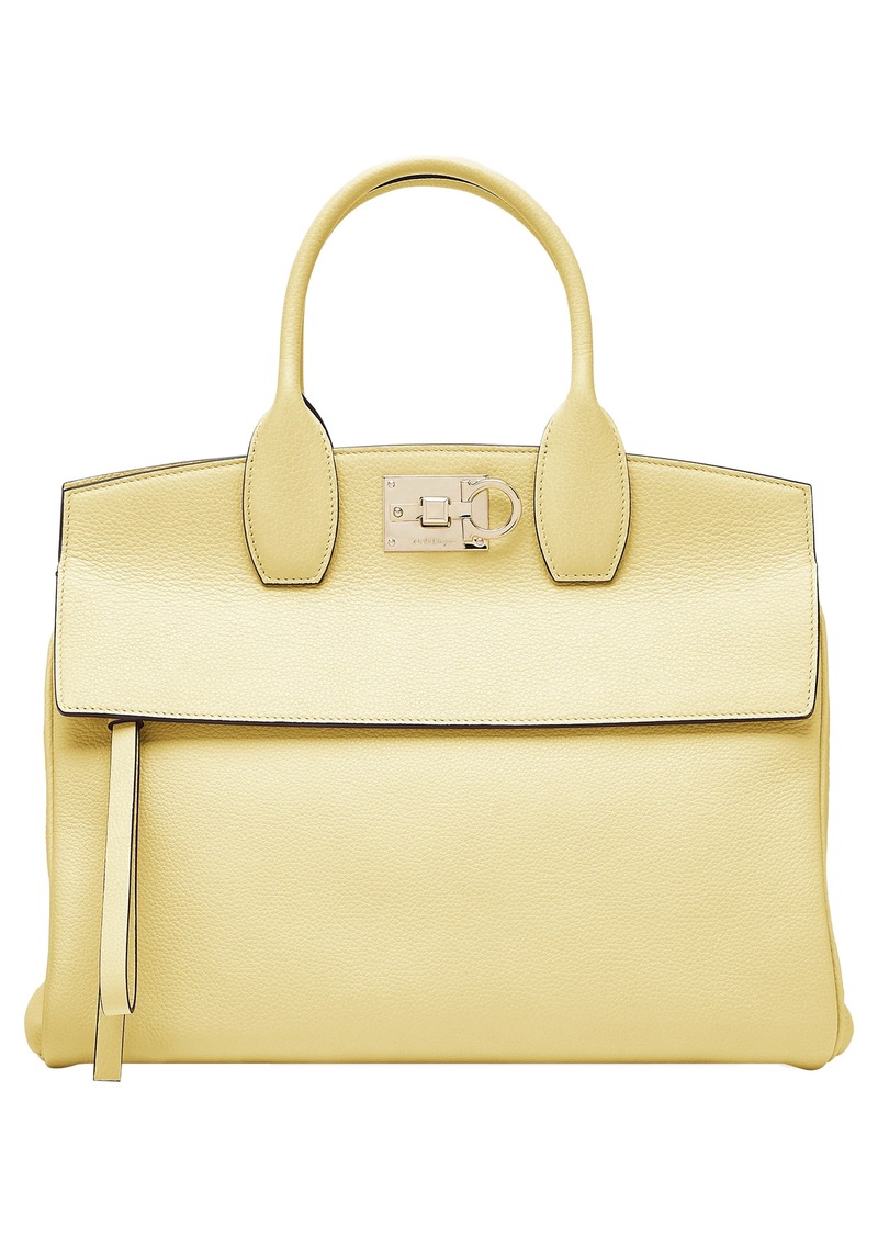 Salvatore Ferragamo The Studio Leather Top Handle Bag - Yellow