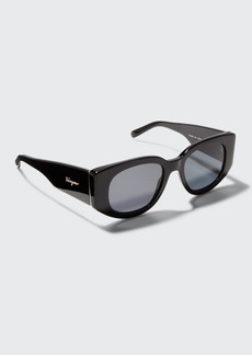 FERRAGAMO Thick Oval Acetate Sunglasses