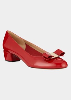 Ferragamo Vara Bow Leather Low Pumps