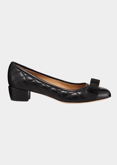 Ferragamo Vara Quilted Bow Ballet Pumps