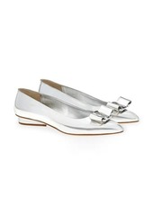 Salvatore Ferragamo Viva Bow Pointed Toe Ballet Flat in Silver at Nordstrom