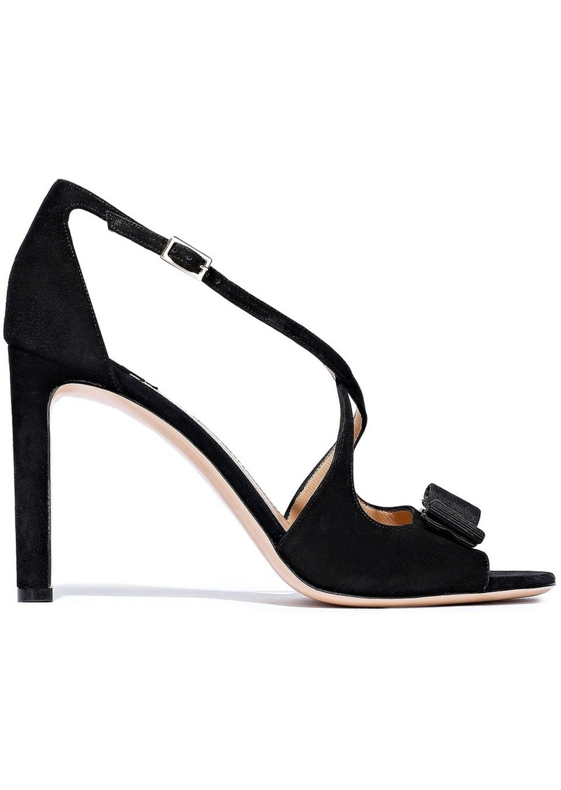 Salvatore Ferragamo Woman Gabrielle Bow-embellished Suede Sandals Black ...