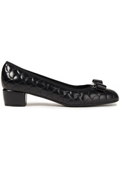 Salvatore Ferragamo Woman Vera Bow-embellished Quilted Leather Pumps Black