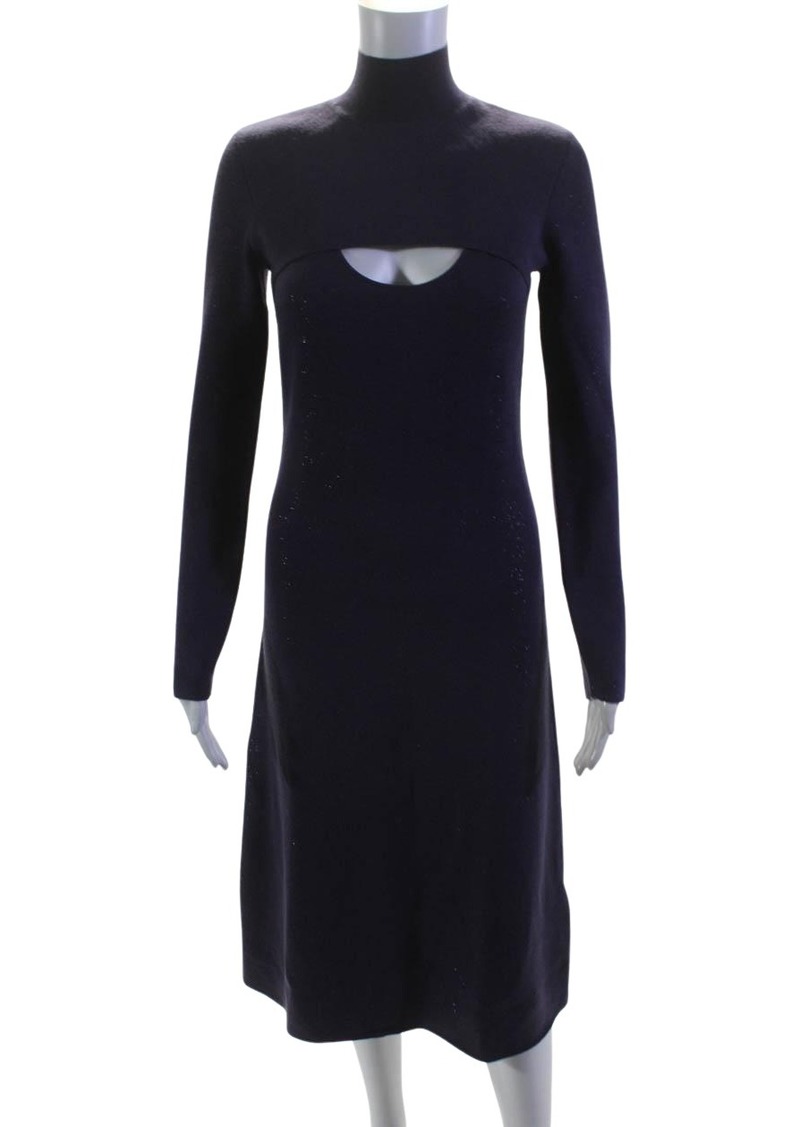 Salvatore Ferragamo Womens Long Sleeves Sweater Dress Purple