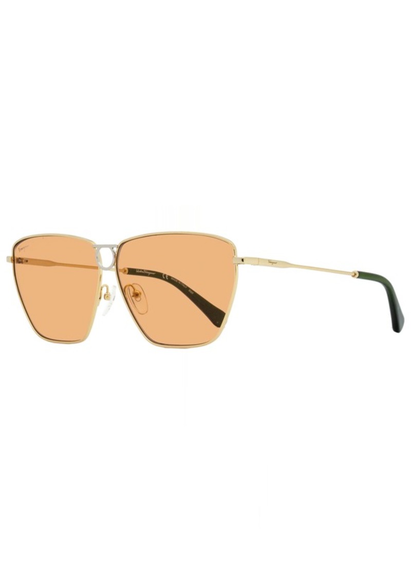 Salvatore Ferragamo Women's Rectangular Sunglasses SF240S 789 Gold/Green 63mm
