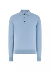 Ferragamo Silk & Cotton-Blend Long-Sleeve Polo Shirt