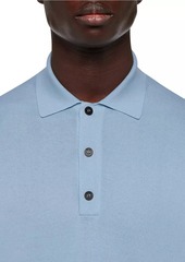 Ferragamo Silk & Cotton-Blend Long-Sleeve Polo Shirt