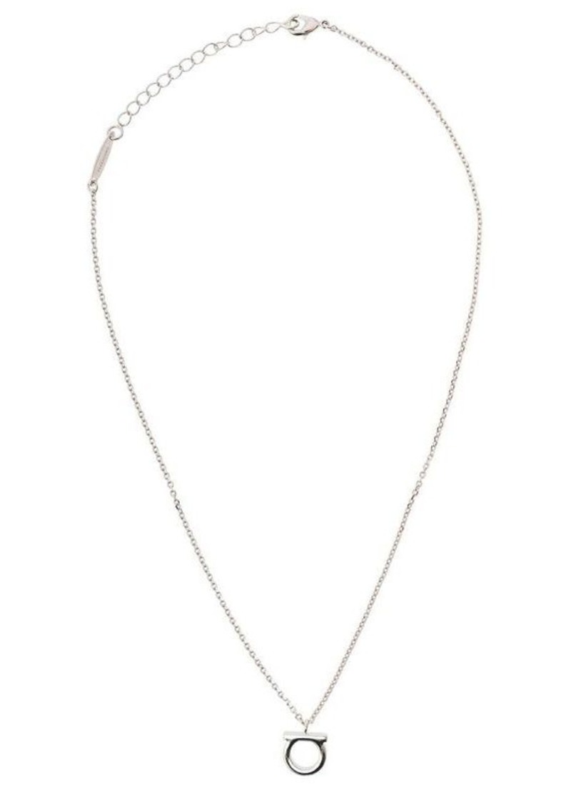 Ferragamo Silver-Colored Necklace with Gancini Charm in Brass Woman