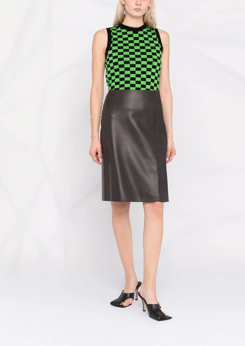 Ferragamo slim leather midi skirt