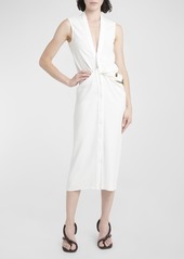 Ferragamo Twisted Belt Sleeveless Midi Dress