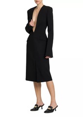 Ferragamo V-Neck Wool-Blend Midi-Dress