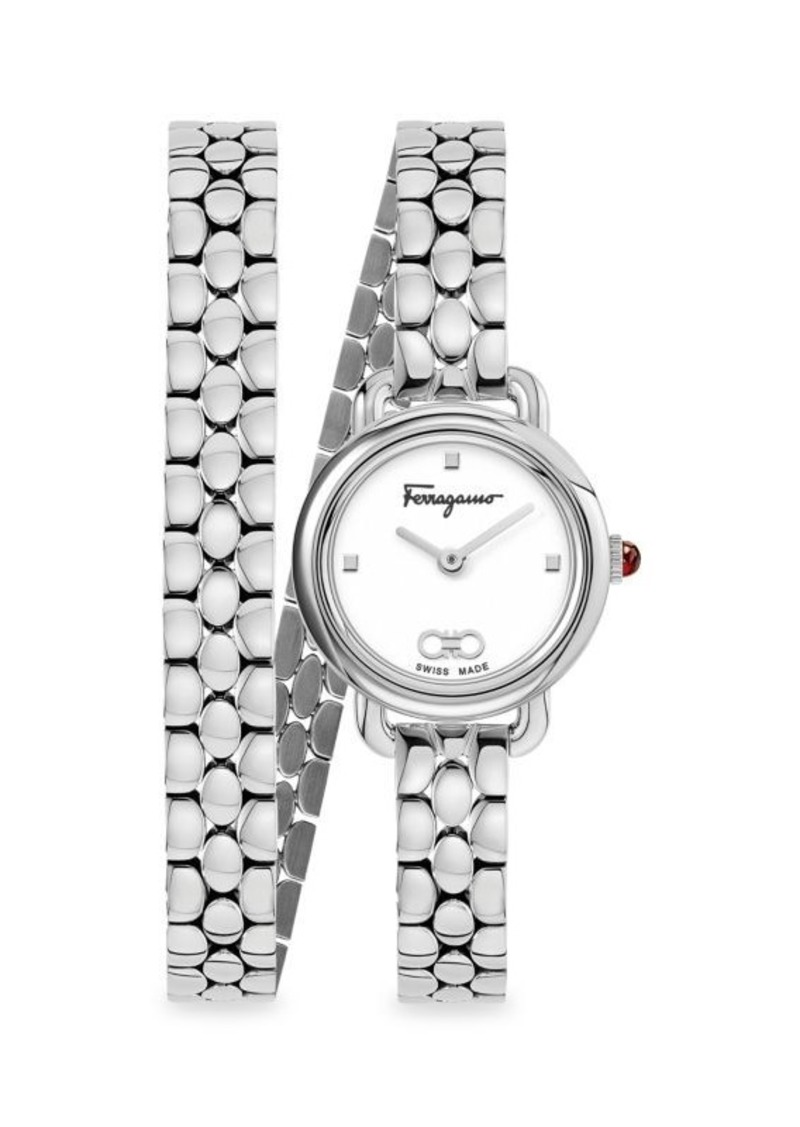 Ferragamo Varina Stainless Steel Double-Wrap Bracelet Watch