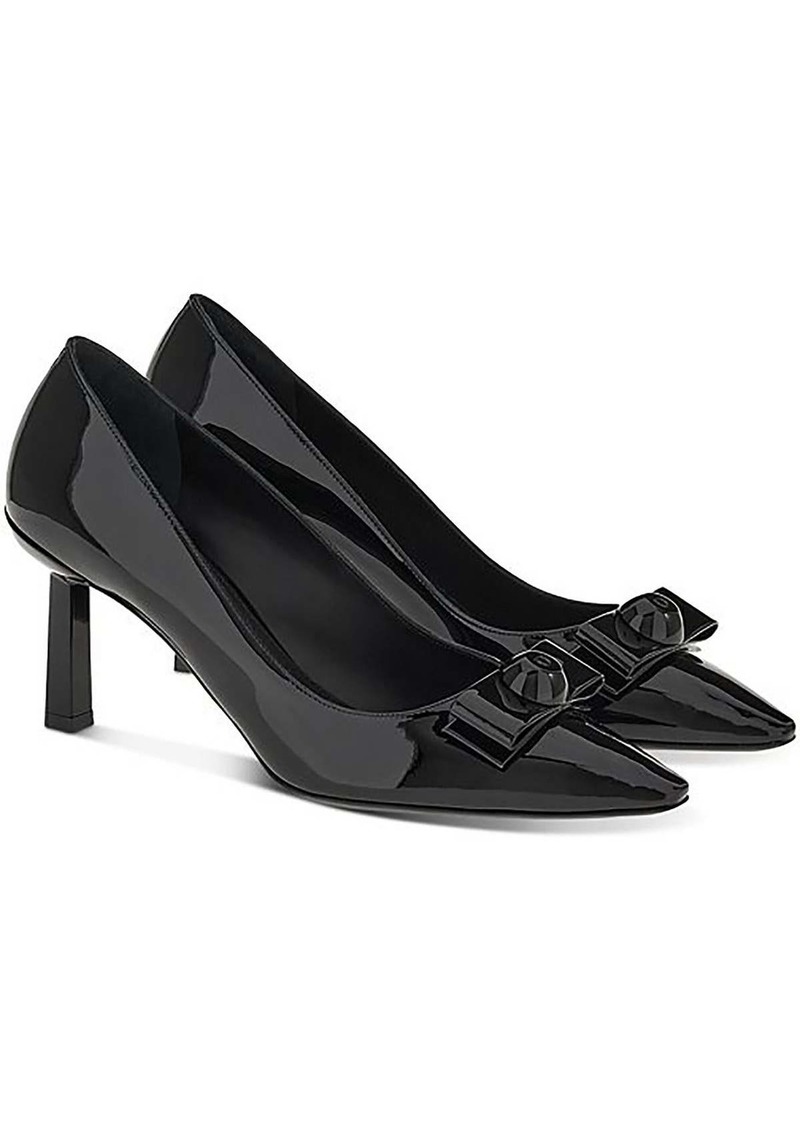 Ferragamo Womens Patent Leather Kitten Heel Pumps