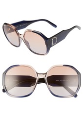 Salvatore Ferragamo Gancio 60mm Geometric Sunglasses in Grey Rose Gradient at Nordstrom