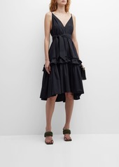 Figue Ada Belted Tiered Ruffle Midi Dress