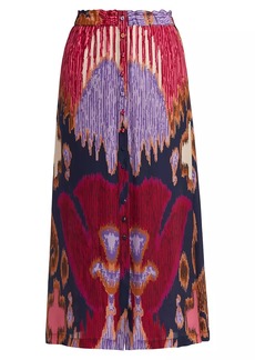 Figue Bastien Printed Silk Midi Skirt