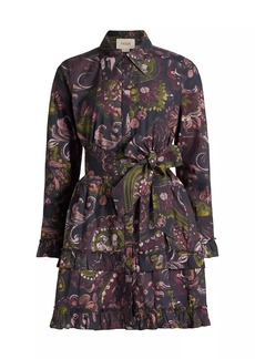 Figue Cami Floral Cotton Tie-Waist Shirtdress