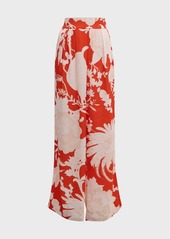 Figue Charlotte Floral-Print Pleated Wide-Leg Pants