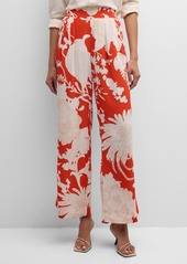 Figue Charlotte Floral-Print Pleated Wide-Leg Pants