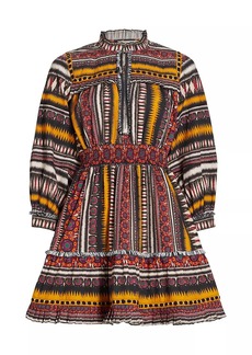 Figue Claire Ikat Ruffled Minidress