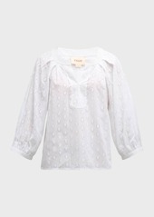Figue Cristina Broderie Anglaise 3/4-Sleeve Poplin Top