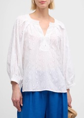 Figue Cristina Broderie Anglaise 3/4-Sleeve Poplin Top