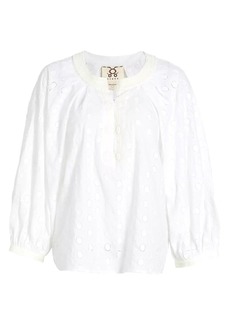 Figue Cristina Embroidered Cotton Blouse