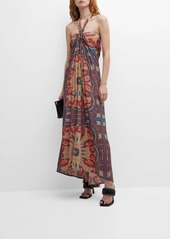 Figue Elenor Kaleidoscope-Print Halter Maxi Dress