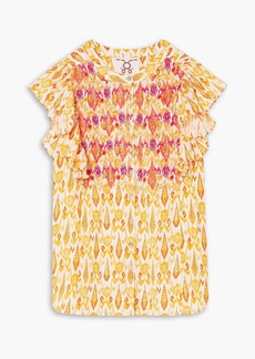 Figue - Janae ruffled printed cotton-blend top - Yellow - S