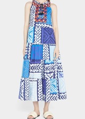 Figue Betty Abstract Tiered Tassel-Tie Dress