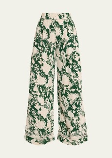 Figue Charlotte Floral-Print Pleated Wide-Leg Pants