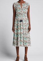 Figue Clare Floral-Print Tie-Neck Midi Dress