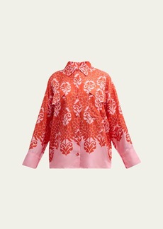 Figue Francis Printed Silk Button-Front Top